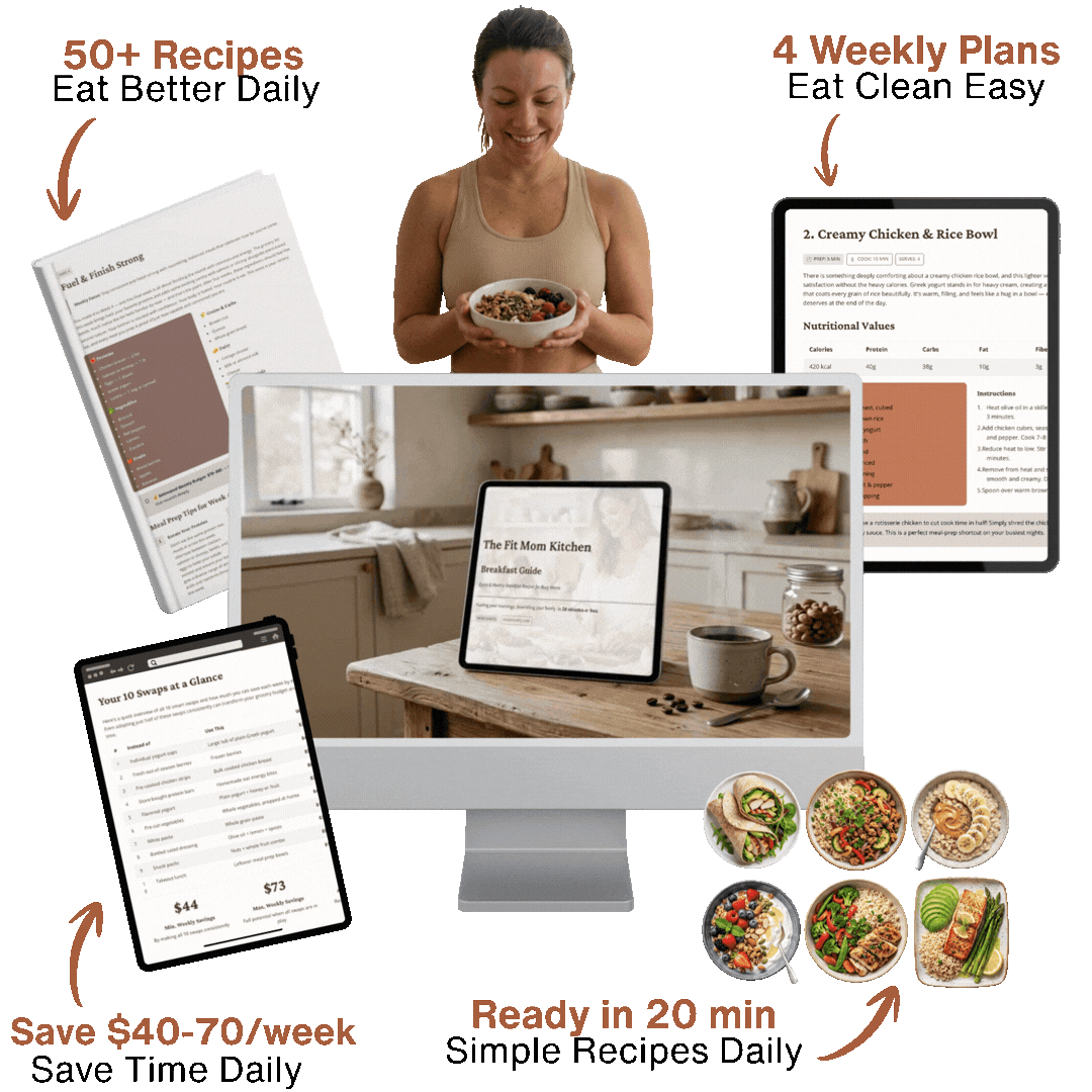 50 Healthy Recipes + 4 Weekly Meal Plans + 10 Smart Swaps — The Complete Fit Mom Kitchen System